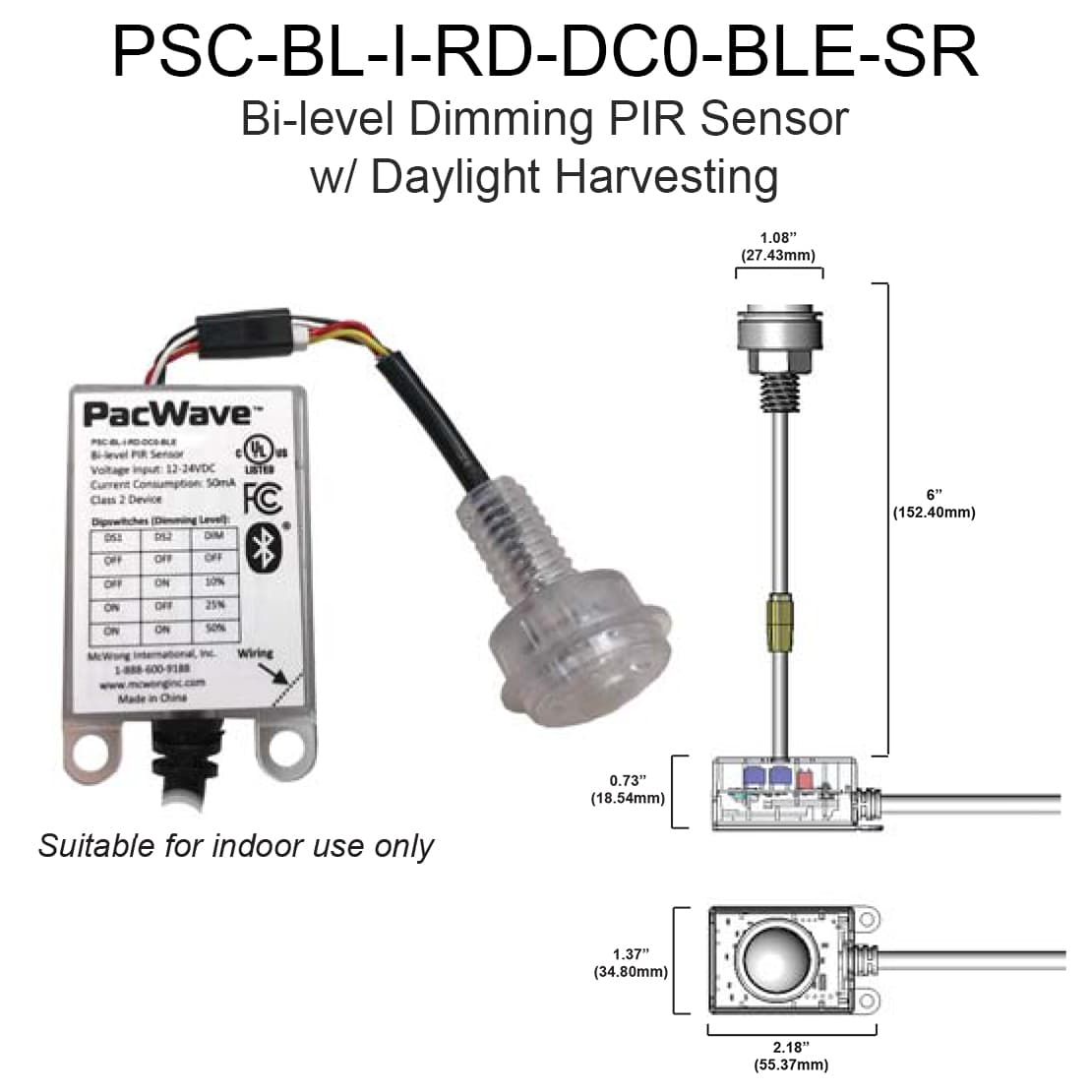 Commercial Lighting - Bi-level-Dimming-PIR-Sensor-with-Daylight-Harvesting